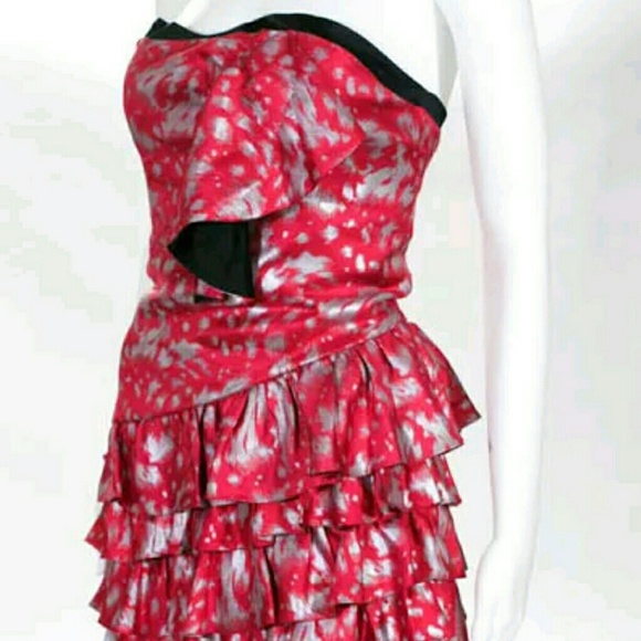 nwt MARC JACOBS RED SILK LOTUS TIERED dress prom - Picture 2 of 8